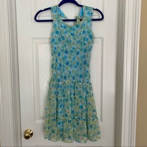 Blue floral girls dress